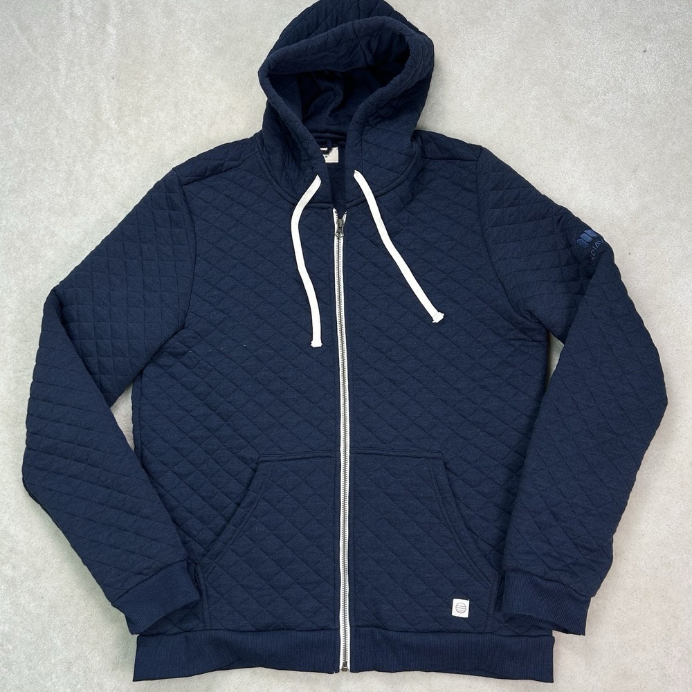 Marine Layer Corbet Diamond Quilted Full Zip Hoodie Mens Large Jacket Navy